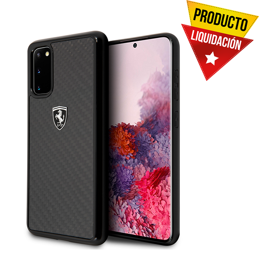 Case Funda Ferrari Fibra de Carbono Original Negra Samsung Galaxy S20
