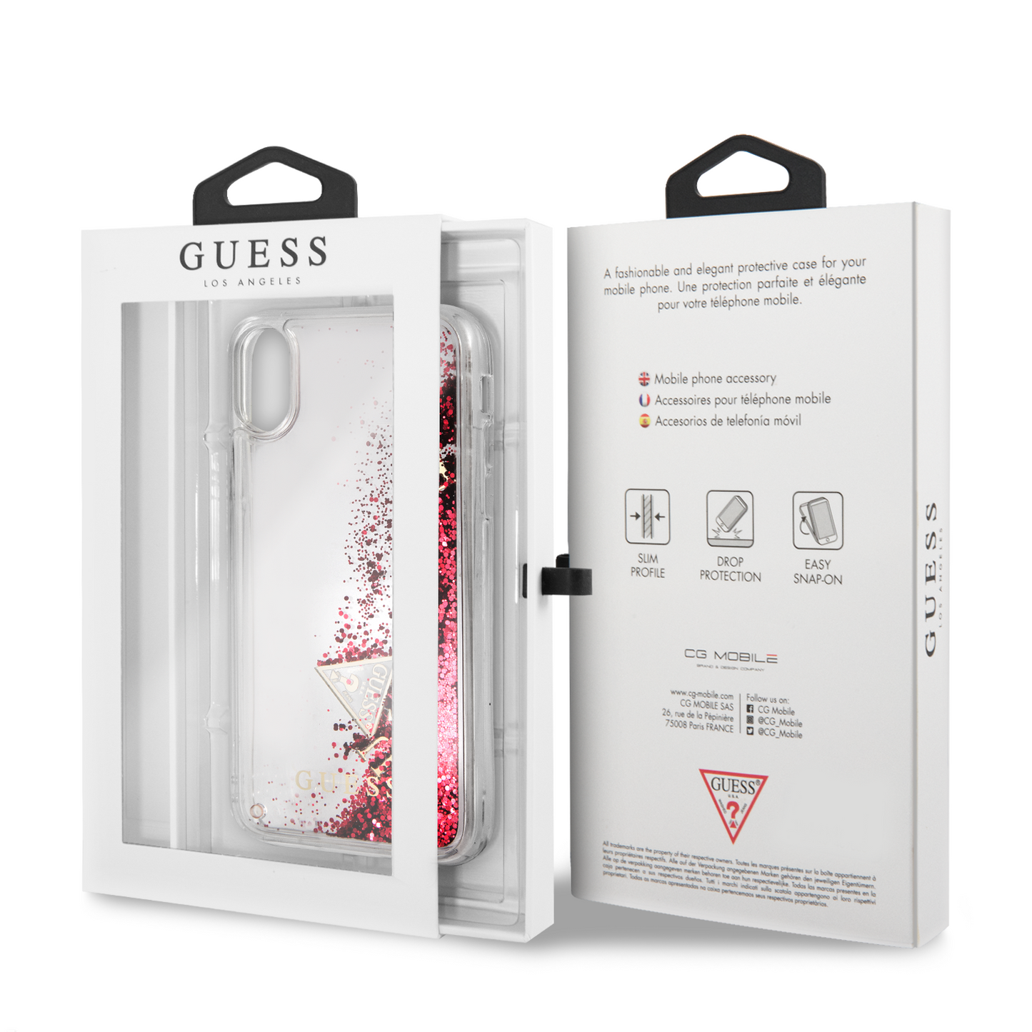 Funda Case Guess Brillos Líquidos Roja iPhone X/xs - ForwardContigo