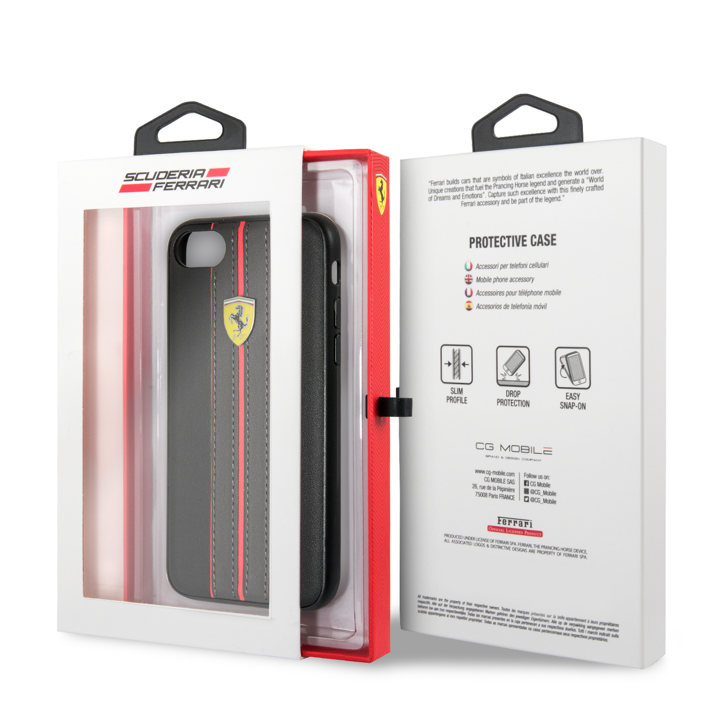 Funda Case En Piel Negra Ferrari iPhone 6, 7, 8 y SE - ForwardContigo