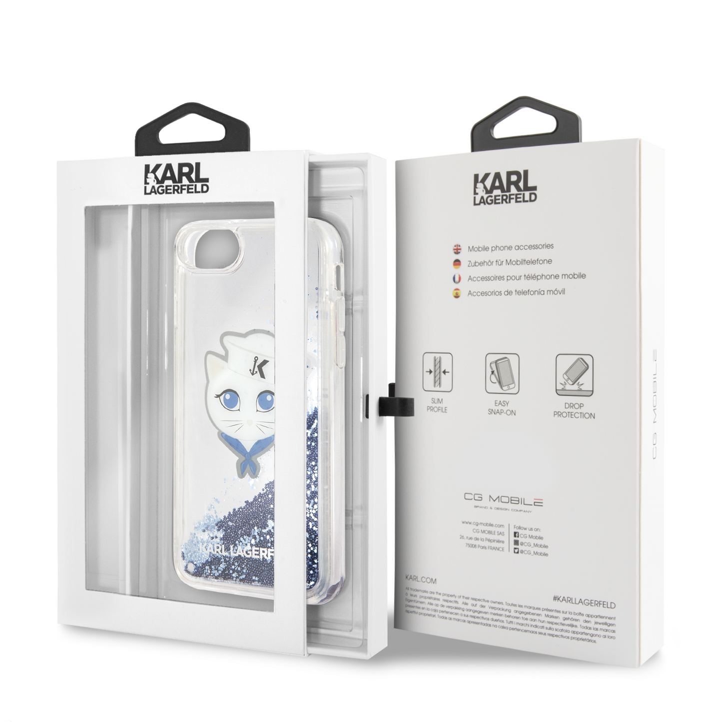 Funda Case Karl Choupete Glitter Azul iPhone 6, 7, 8 y SE - ForwardContigo