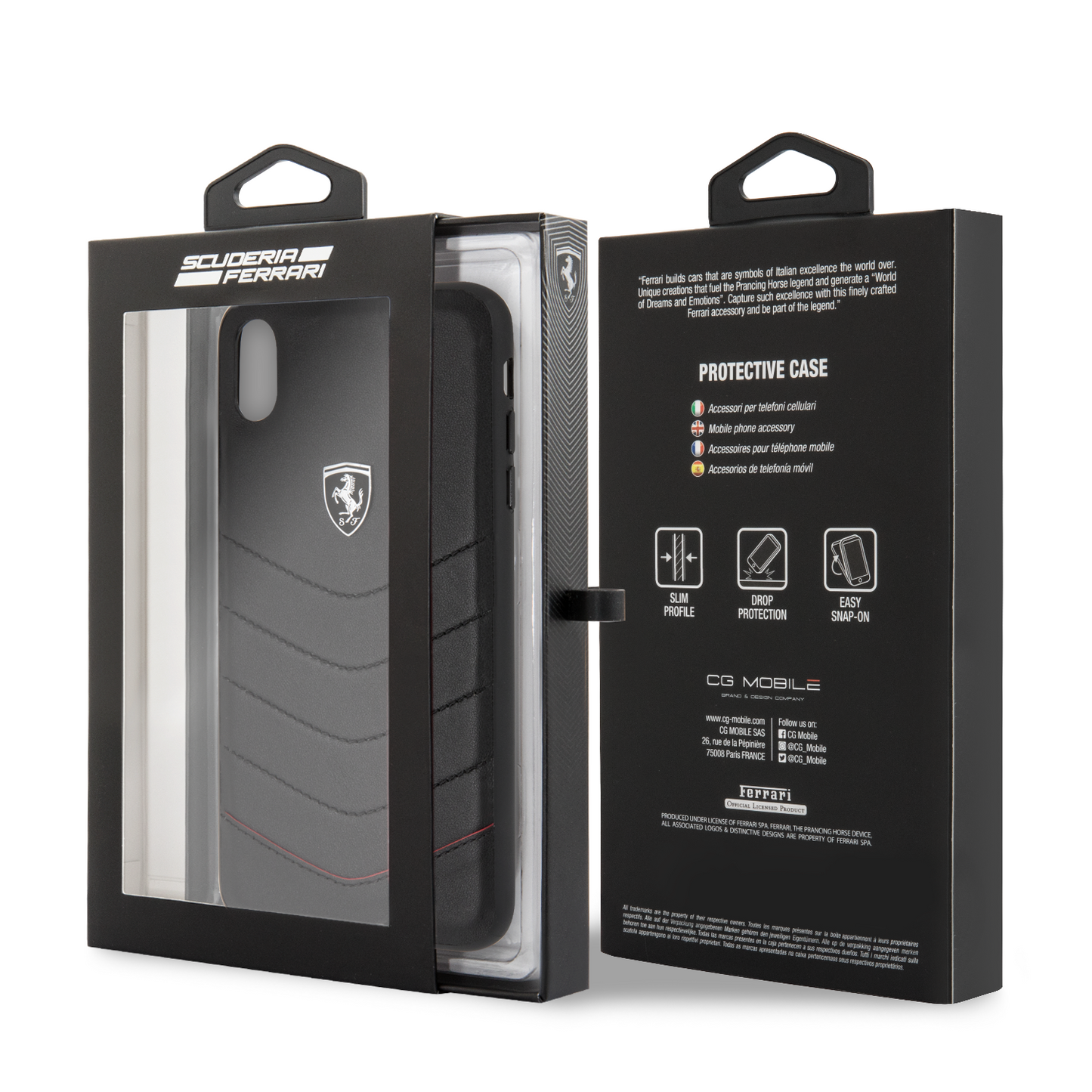 Funda Case Ferrari Piel Negra Flechas iPhone Xs Max