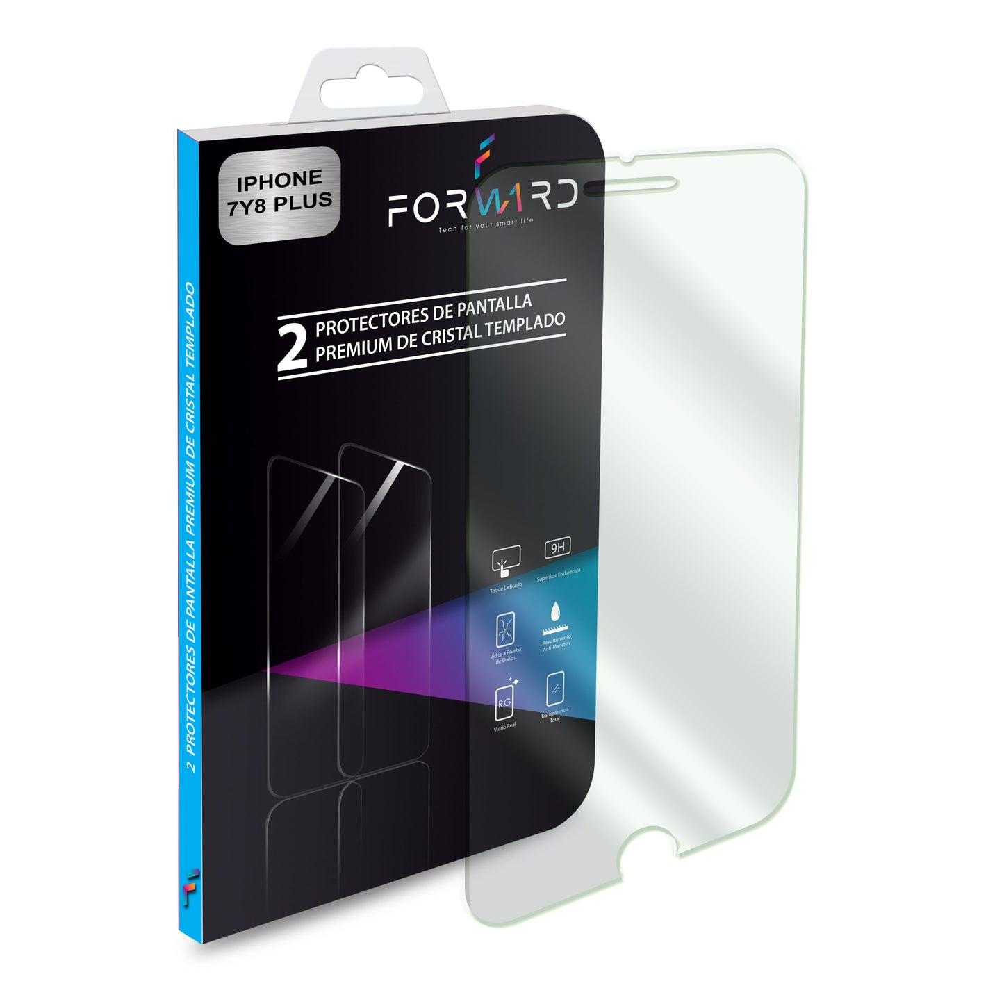 Two Pack Cristal Templado 9H Forward para Iphone 7 y 8 Plus - ForwardContigo