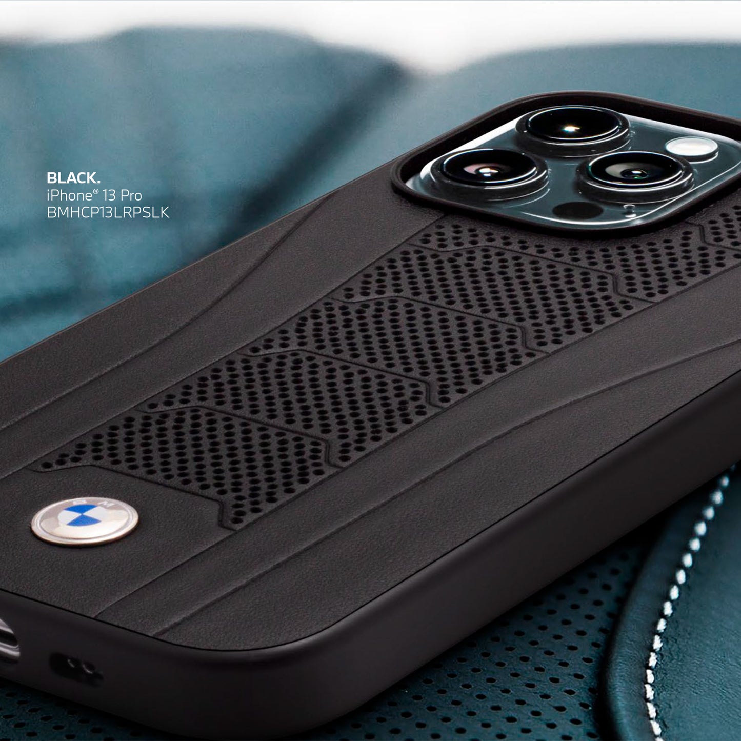 Case/Funda BMW de Piel Grabada Color Negro iPhone 13
