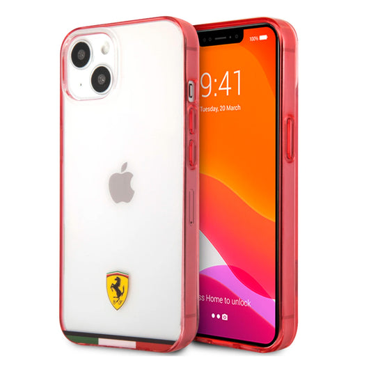 Case/ Ferrari Transparente Italia con Contorno Rojo iPhone 13 Pro Max