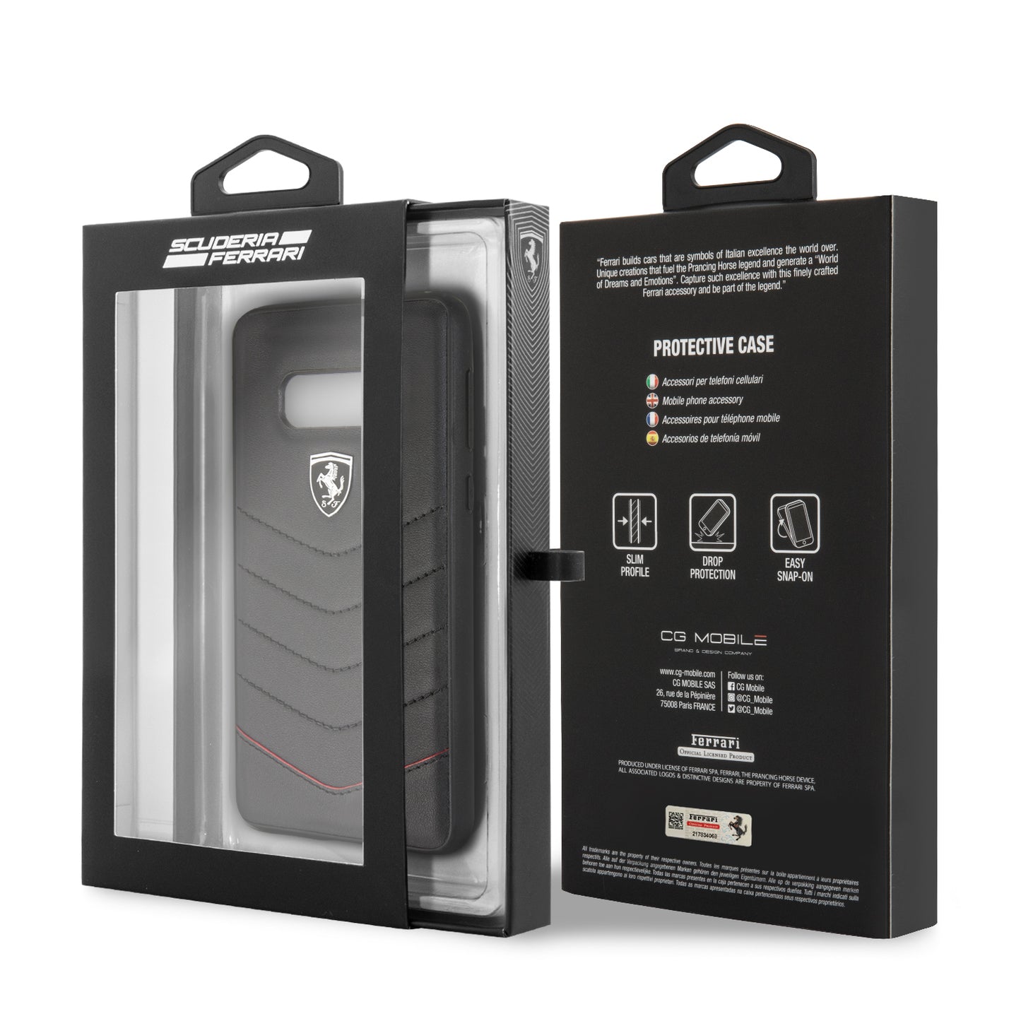 Funda Case Ferrari Piel Negra Flechas Samsung S10e - ForwardContigo