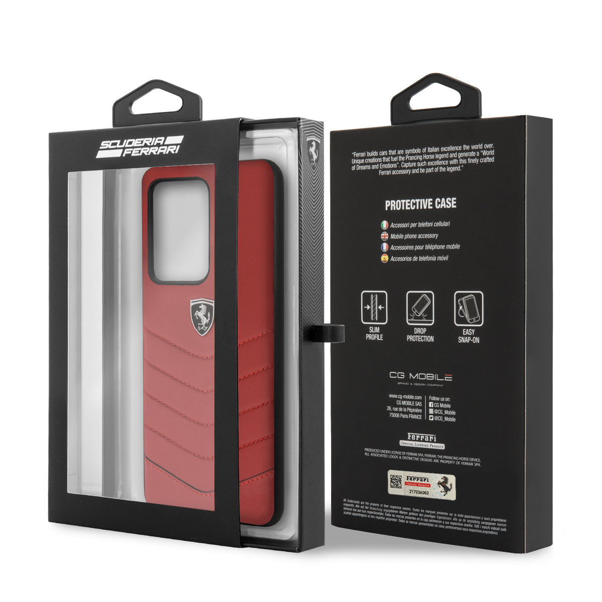 Funda Ferrari Heritage Piel acolchado rojo Samsung Galaxy S20 Ultra