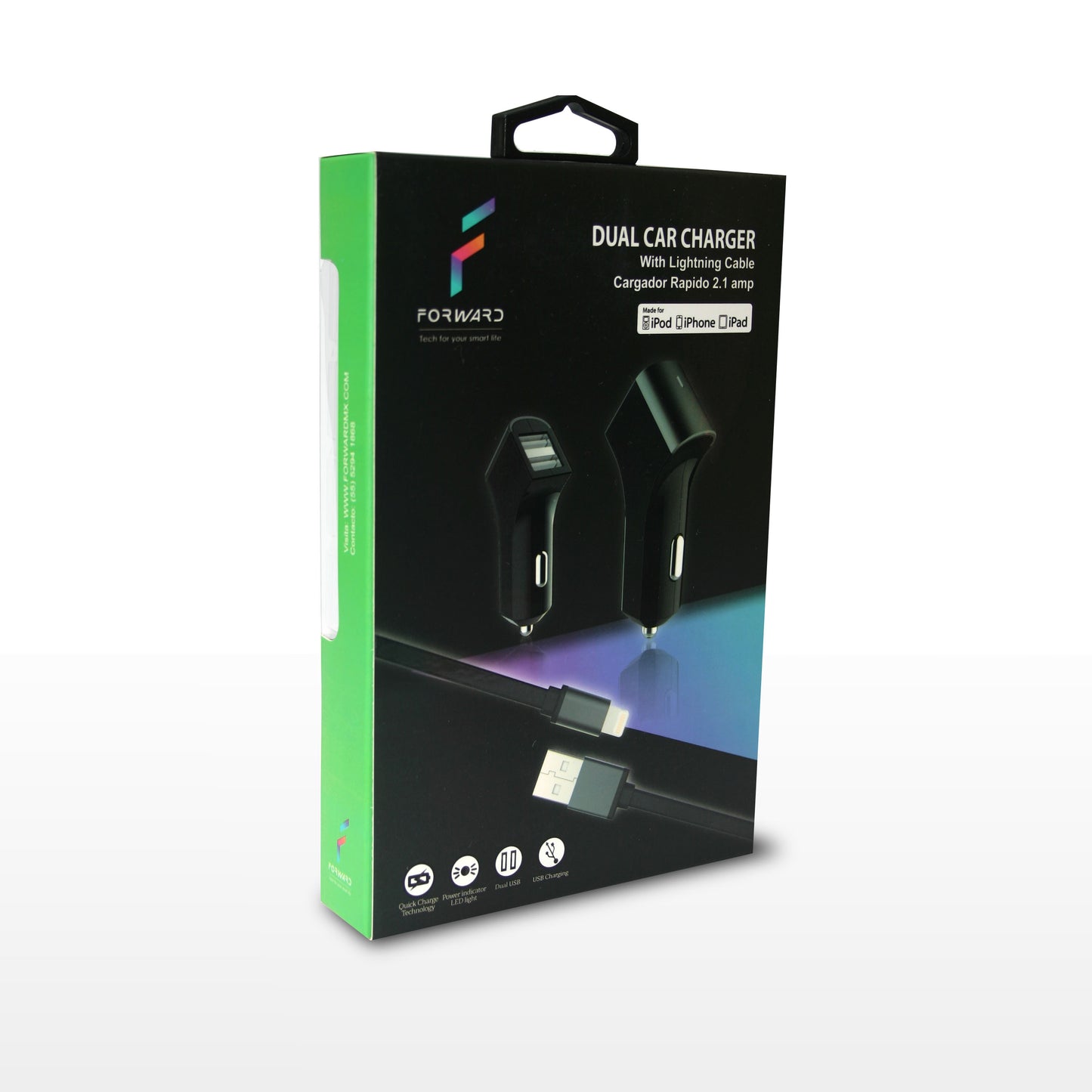 Cargador de Auto Micro USB Gris Forward - ForwardContigo