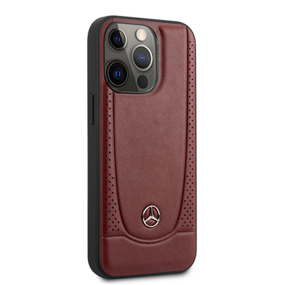 Case/Funda Mercedes Benz de Piel con Costura U Color Rojo iPhone 13 Pro Max