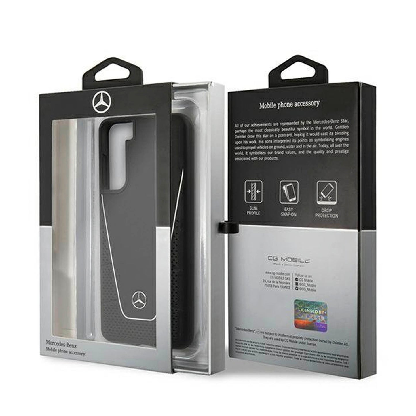 Case/Funda Mercedes Benz Quilted & Smooth Color Negro Samsung Galaxy S21 Plus