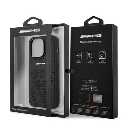 Funda AMG de Piel Perforada para iPhone 13 Pro Max - Negro | Case de Lujo Original