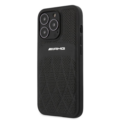 Funda AMG de Piel Perforada para iPhone 13 Pro Max - Negro | Case de Lujo Original