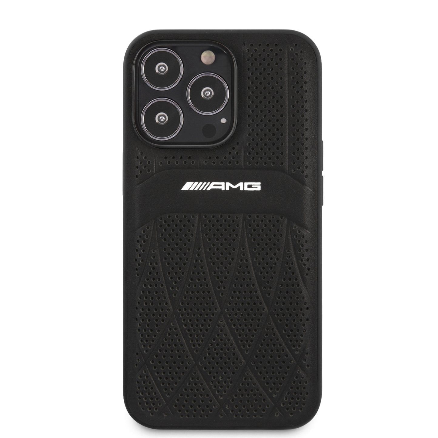 Funda AMG de Piel Perforada para iPhone 13 Pro Max - Negro | Case de Lujo Original