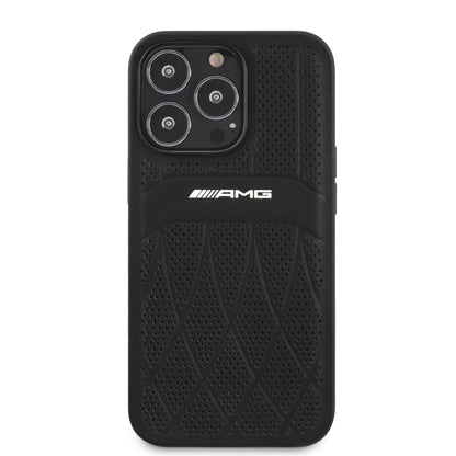 Funda AMG de Piel Perforada para iPhone 13 Pro Max - Negro | Case de Lujo Original