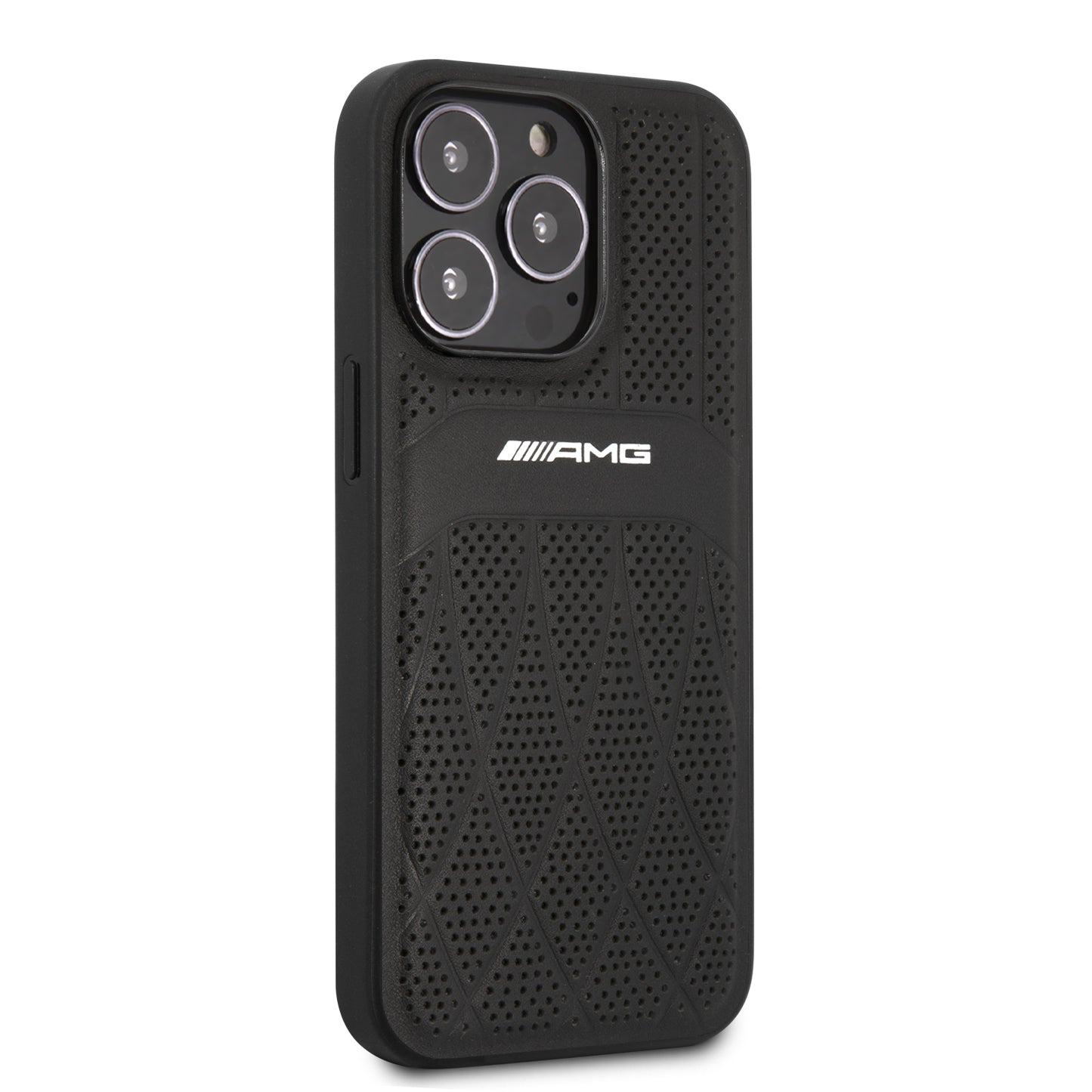 Funda AMG de Piel Perforada para iPhone 13 Pro Max - Negro | Case de Lujo Original