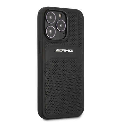 Funda AMG de Piel Perforada para iPhone 13 Pro Max - Negro | Case de Lujo Original