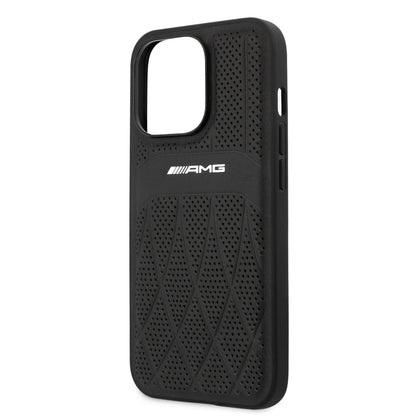 Funda AMG de Piel Perforada para iPhone 13 Pro Max - Negro | Case de Lujo Original