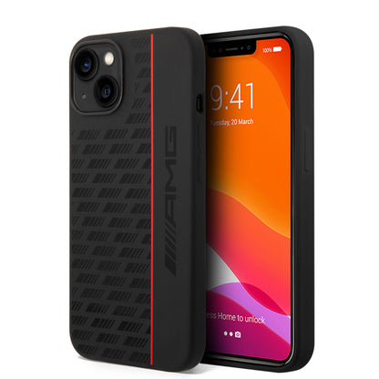 Funda AMG de Silicón con Línea Vertical para iPhone 14 Plus - Negro | Case Original