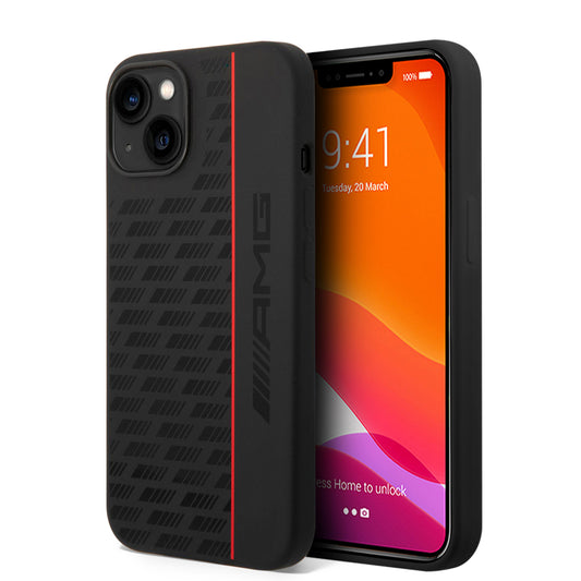 Funda AMG de Silicón con Línea Vertical para iPhone 14 Plus - Negro | Case Original