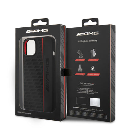 Funda AMG de Silicón con Línea Vertical para iPhone 14 Plus - Negro | Case Original