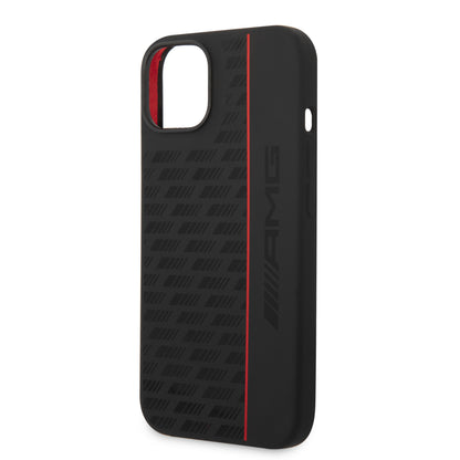 Funda AMG de Silicón con Línea Vertical para iPhone 14 Plus - Negro | Case Original