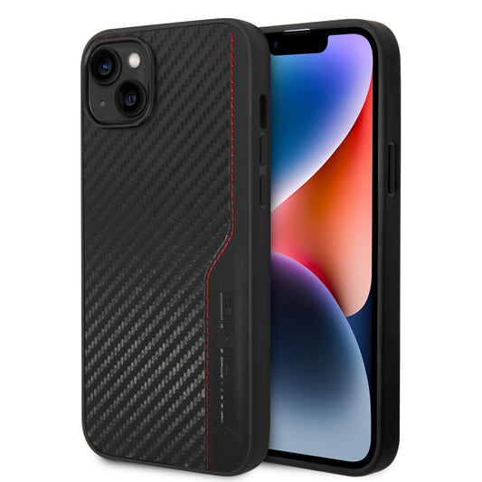 Funda AMG de Fibra de Carbono y Piel para iPhone 14 Plus - Negro | Case Original de Lujo