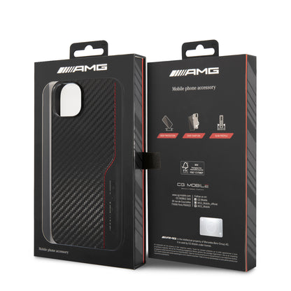 Funda AMG de Fibra de Carbono y Piel para iPhone 14 Plus - Negro | Case Original de Lujo