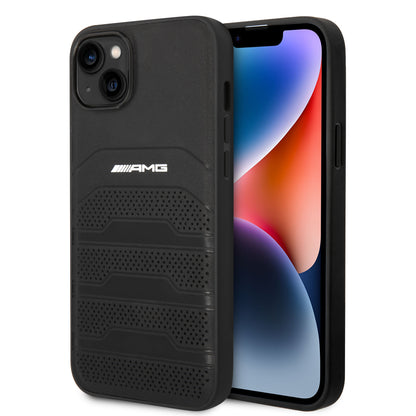 Funda AMG de Piel Perforada para iPhone 14 Plus - Negro | Case Original de Lujo