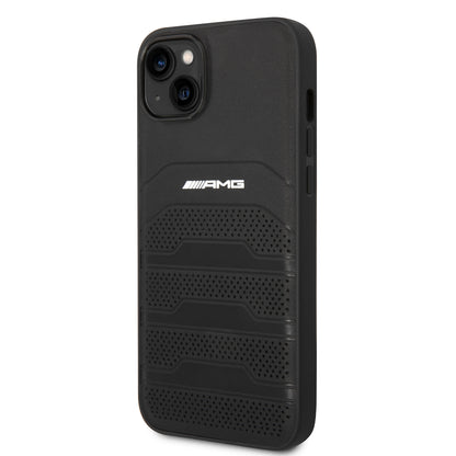 Funda AMG de Piel Perforada para iPhone 14 Plus - Negro | Case Original de Lujo