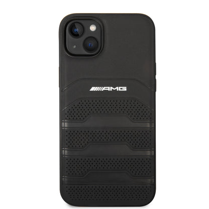 Funda AMG de Piel Perforada para iPhone 14 Plus - Negro | Case Original de Lujo