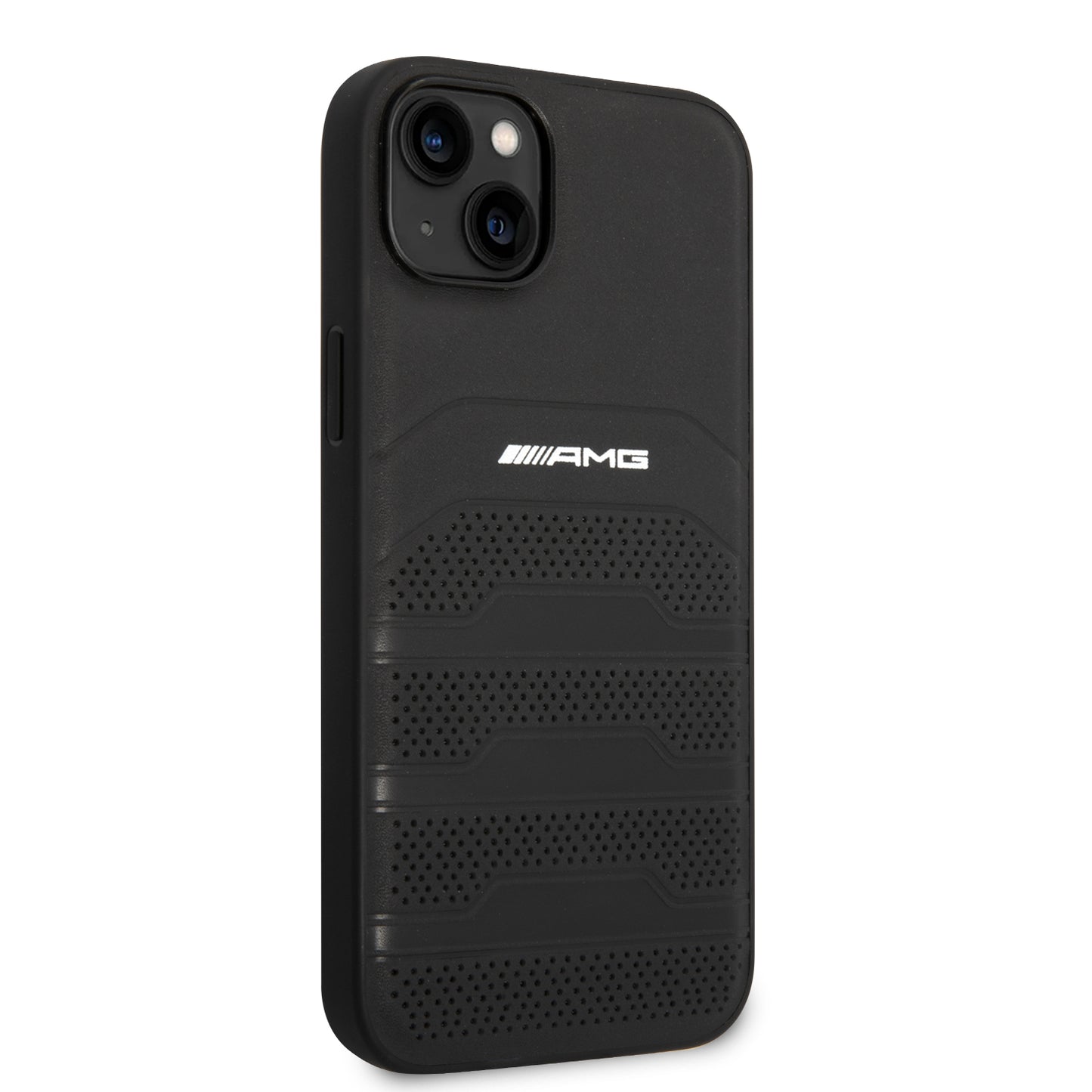 Funda AMG de Piel Perforada para iPhone 14 Plus - Negro | Case Original de Lujo