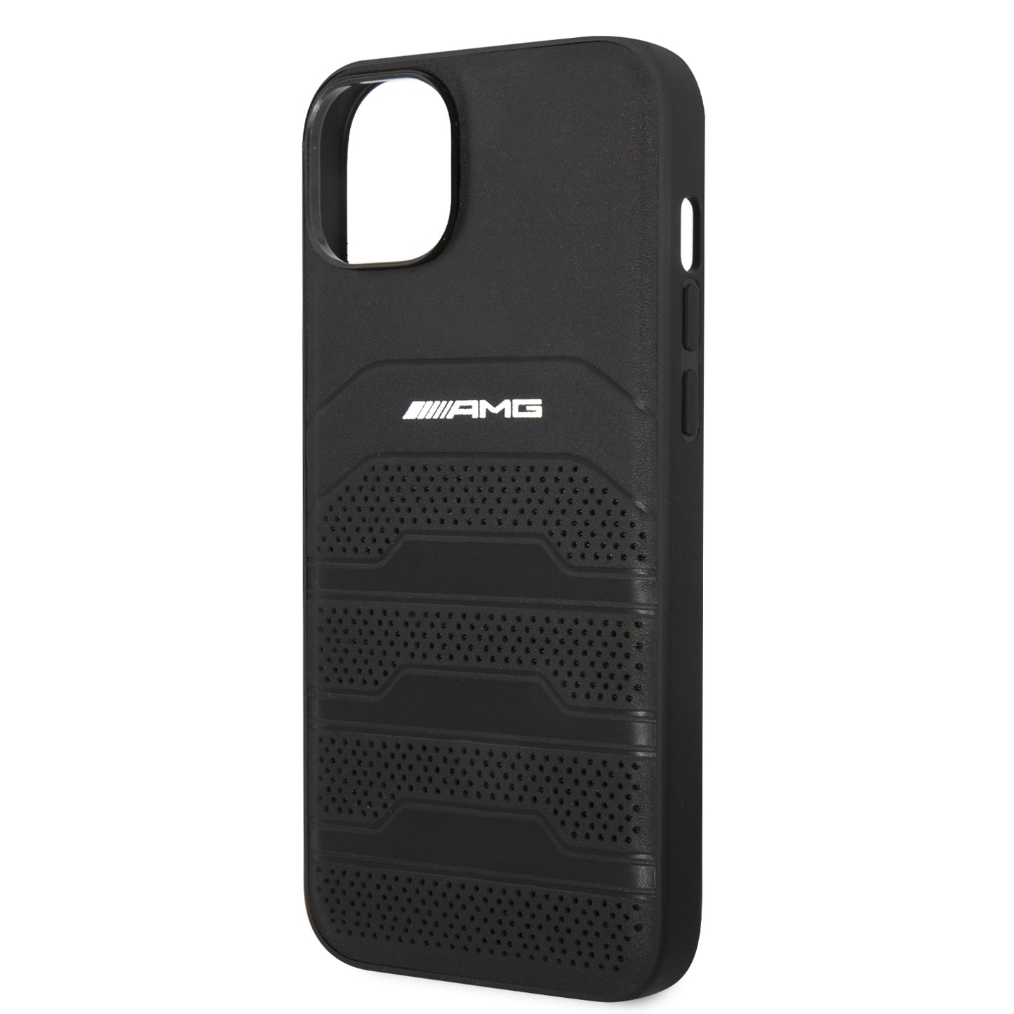 Funda AMG de Piel Perforada para iPhone 14 Plus - Negro | Case Original de Lujo