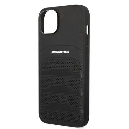 Funda AMG de Piel Perforada para iPhone 14 Plus - Negro | Case Original de Lujo