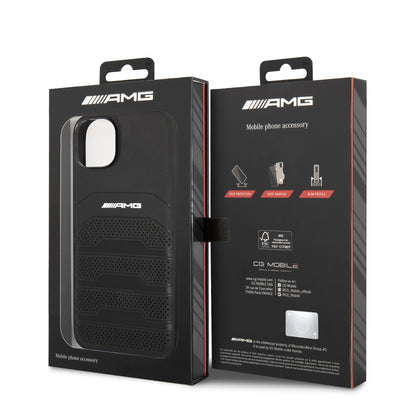 Funda AMG de Piel Perforada para iPhone 14 Plus - Negro | Case Original de Lujo