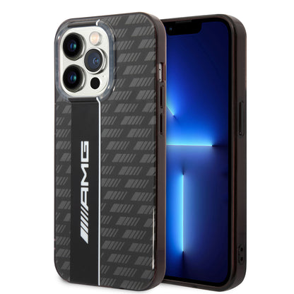 Funda AMG con Patrón Gris para iPhone 14 Pro Max - Negro | Case Original de Lujo