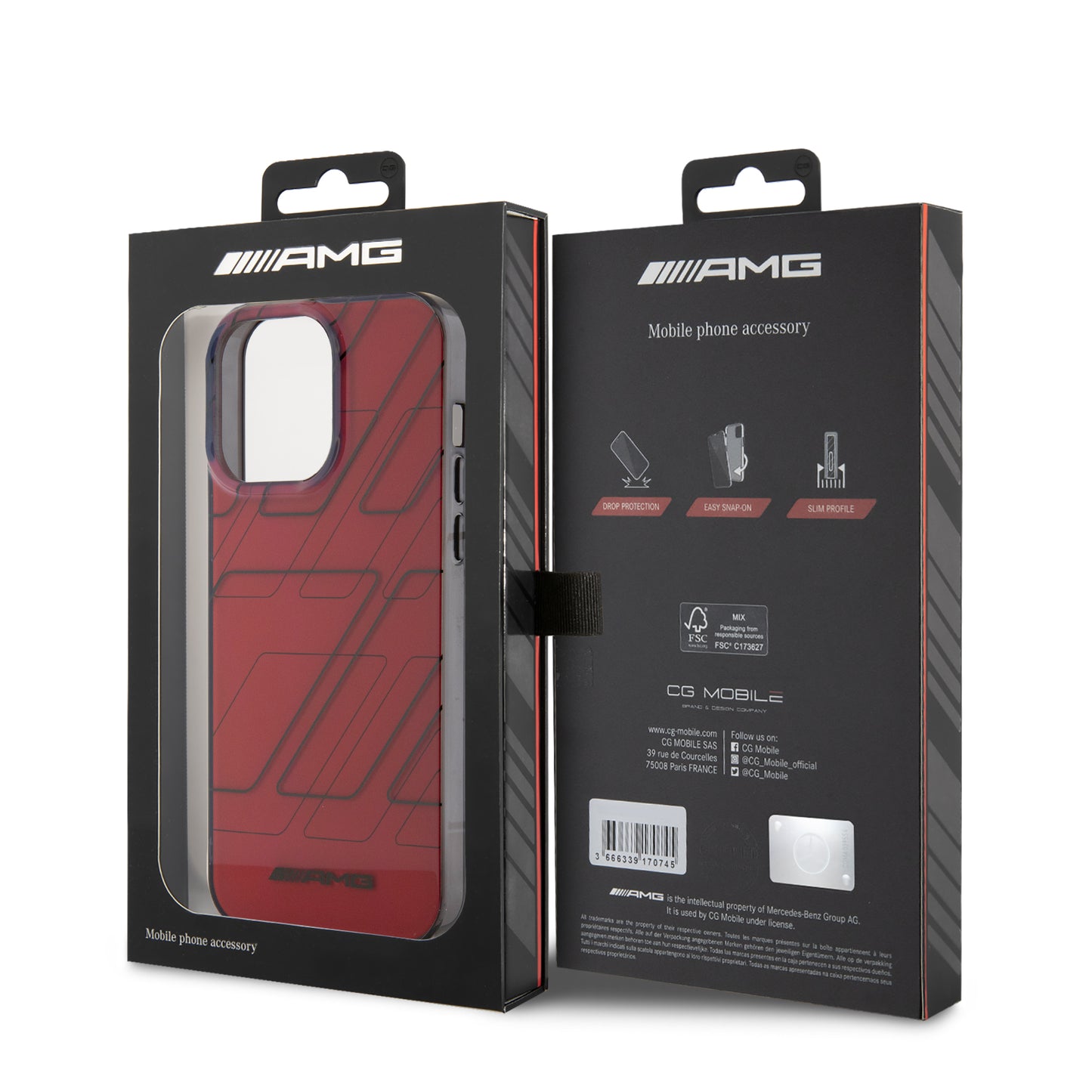 Funda AMG de Lujo para iPhone 15 Pro Max Roja - Patrón de Cuadros | Case Original