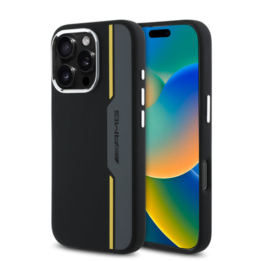 Funda AMG de Silicón Diseño Pista para iPhone 16 Pro Max - Negro | Case Original