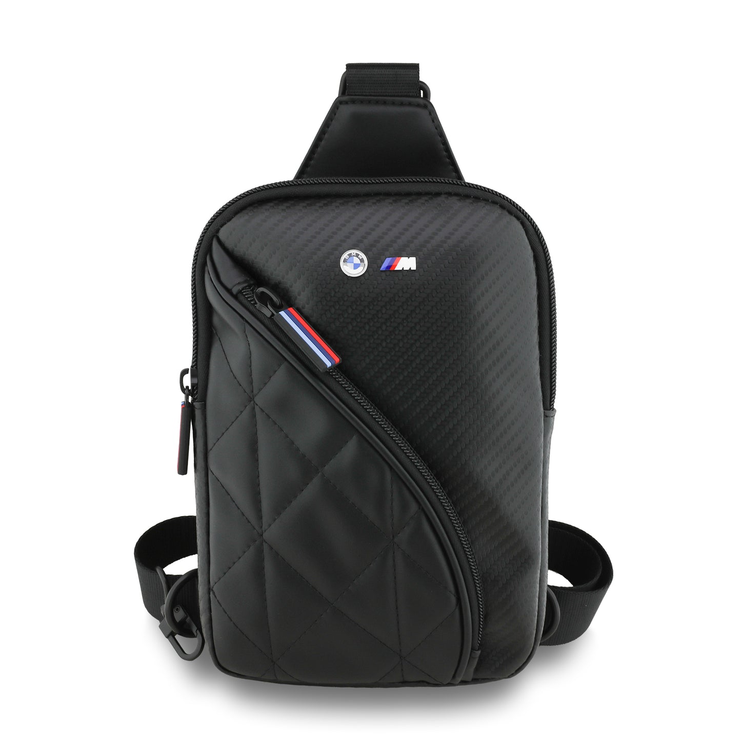 Bolsa Crossbody BMW de Fibra de Carbón Negra con Logo de Metal | Pechera Original de Lujo