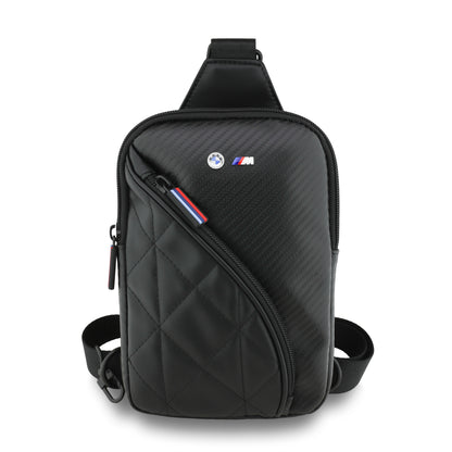 Bolsa Crossbody BMW de Fibra de Carbón Negra con Logo de Metal | Pechera Original de Lujo