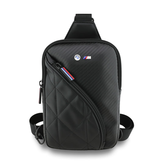Bolsa Crossbody BMW de Fibra de Carbón Negra con Logo de Metal | Pechera Original de Lujo