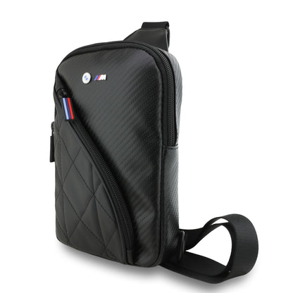 Bolsa Crossbody BMW de Fibra de Carbón Negra con Logo de Metal | Pechera Original de Lujo