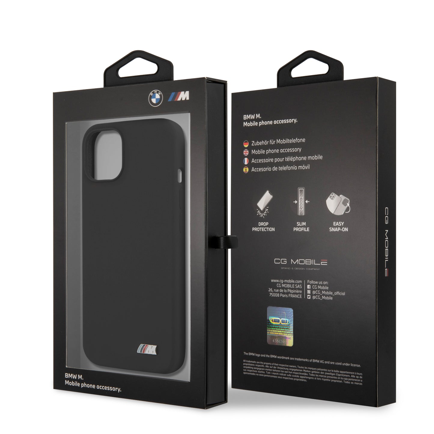 Funda BMW de Silicón con Logo Metálico para iPhone 13 - Negro | Case Original