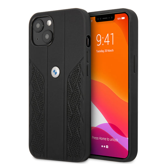 Case BMW de Cuero Perforado para iPhone 13 - Negra | Diseño Deportivo y Elegancia Premium