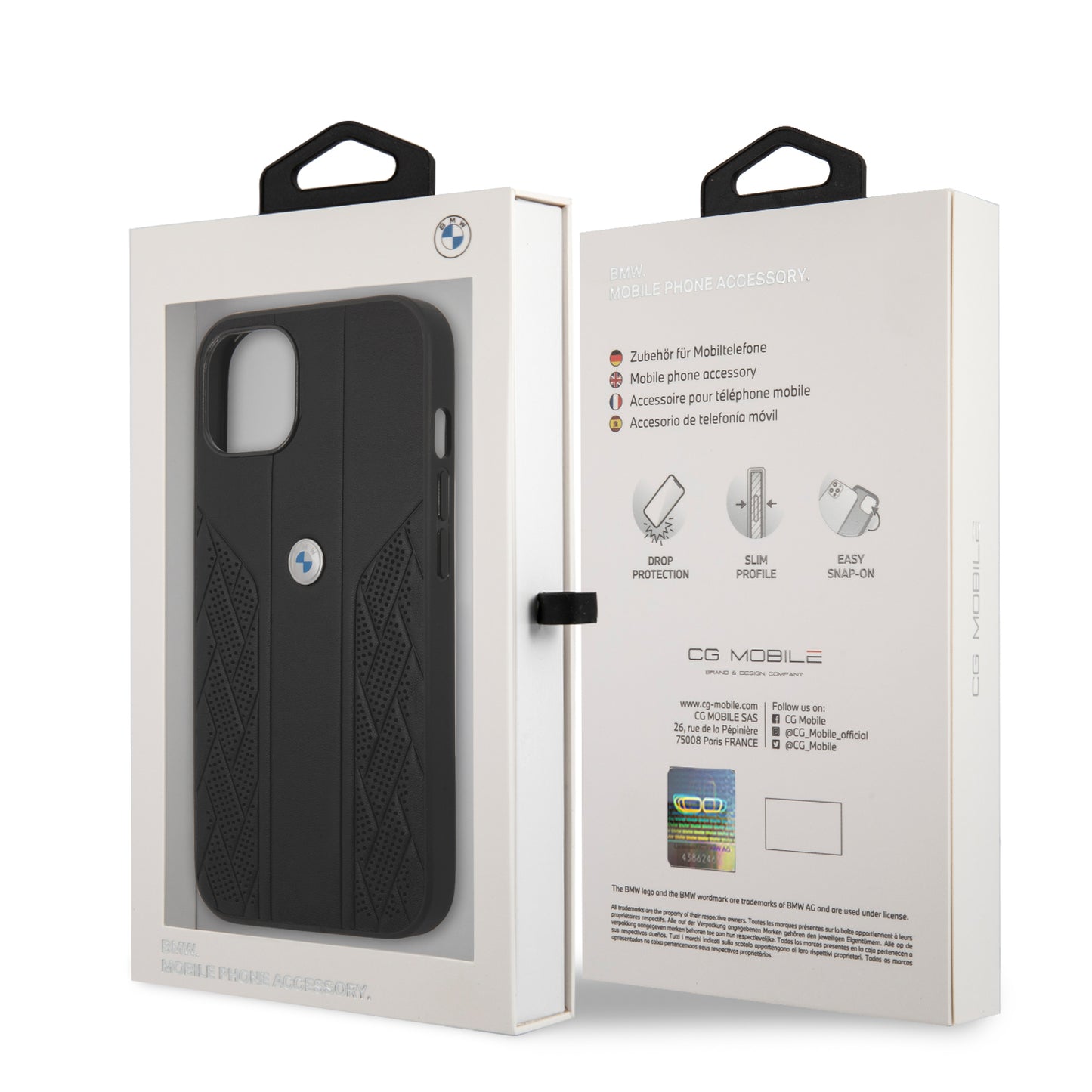 Case BMW de Cuero Perforado para iPhone 13 - Negra | Diseño Deportivo y Elegancia Premium
