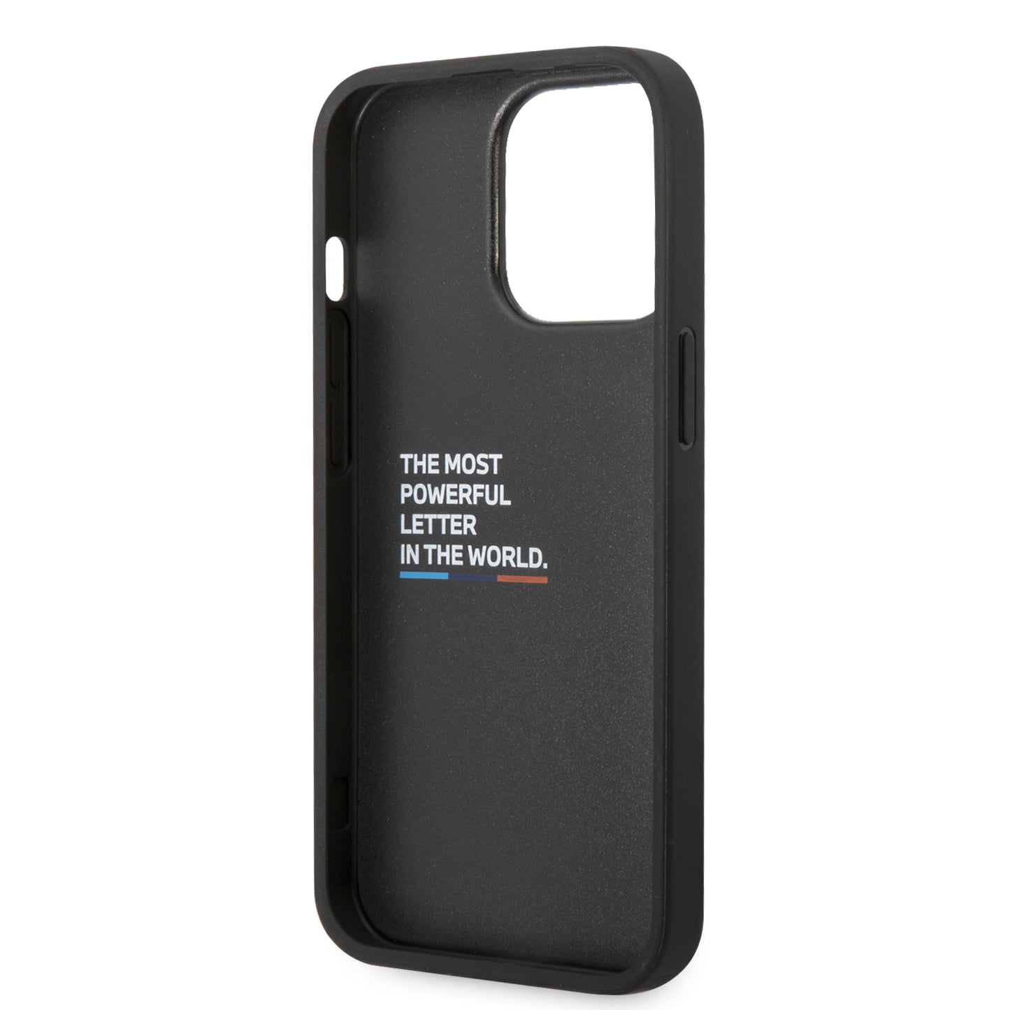 Case BMW con Patrón Texturizado y Línea para iPhone 14 Pro - Negra | Diseño Premium y Protección