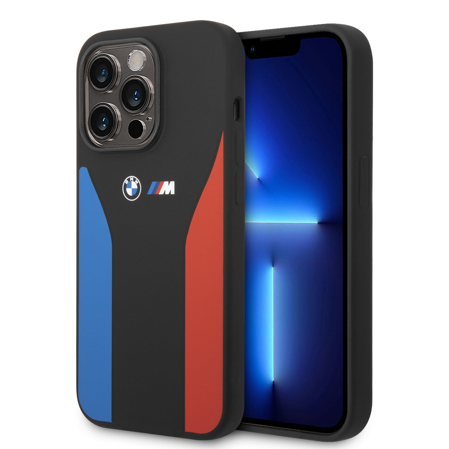 Case BMW Silicon Tricolor para iPhone 14 Pro Negro | Protección y Estilo Exclusivo