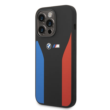 Case BMW Silicon Tricolor para iPhone 14 Pro Negro | Protección y Estilo Exclusivo