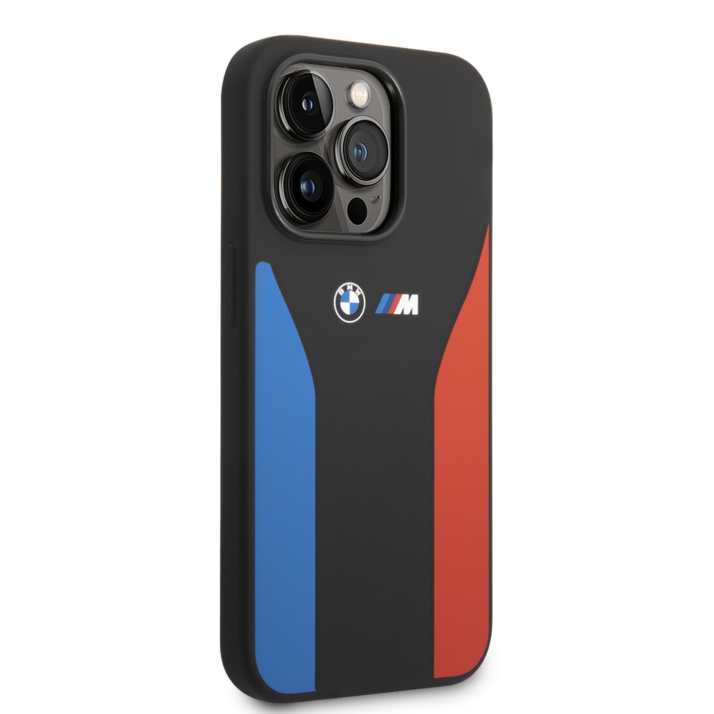 Case BMW Silicon Tricolor para iPhone 14 Pro Negro | Protección y Estilo Exclusivo