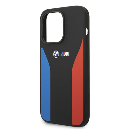 Case BMW Silicon Tricolor para iPhone 14 Pro Negro | Protección y Estilo Exclusivo