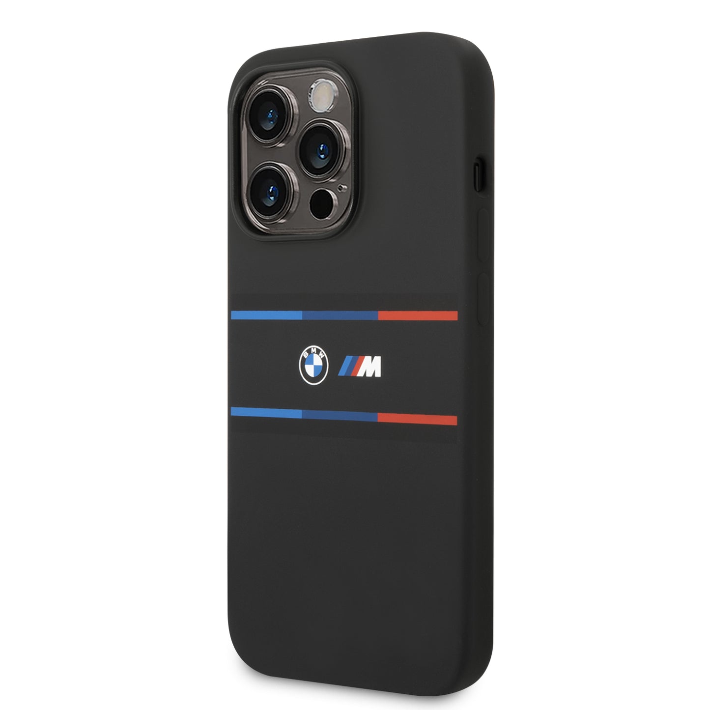 Case BMW Silicona Líneas Horizontales para iPhone 14 Pro - Negra | Estilo Elegante y Protección Suave