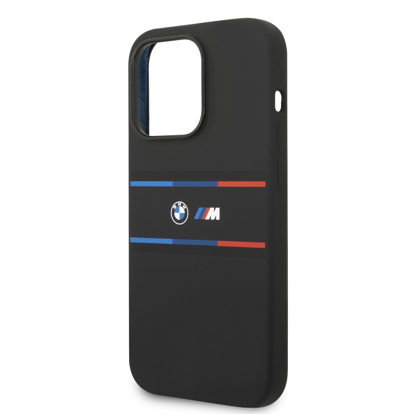 Case BMW Silicona Líneas Horizontales para iPhone 14 Pro - Negra | Estilo Elegante y Protección Suave